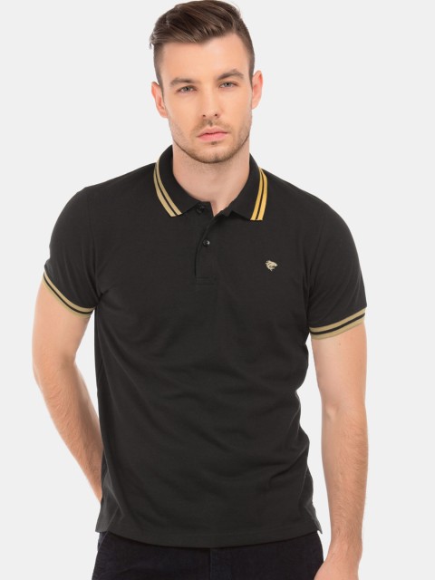 

Ruggers Men Black Solid Polo Collar T-shirt