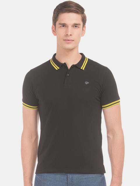 

Ruggers Men Black Solid Polo Collar T-shirt