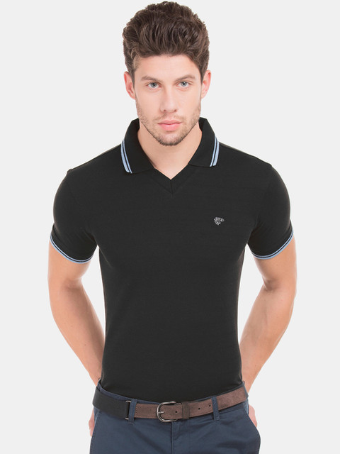 

Ruggers Men Black Solid Polo Collar T-shirt