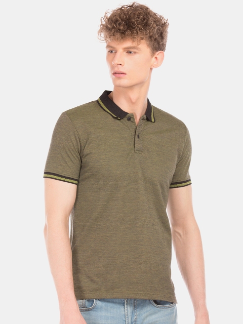 

Ruggers Men Olive Green Solid Polo Collar T-shirt