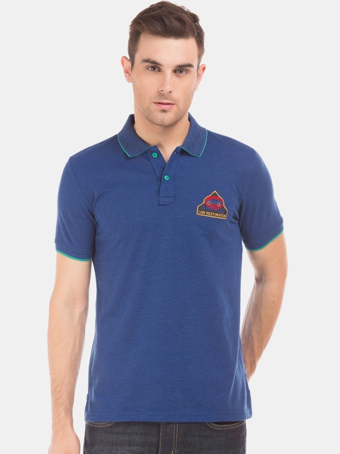 

Ruggers Men Blue Solid Polo Collar T-shirt