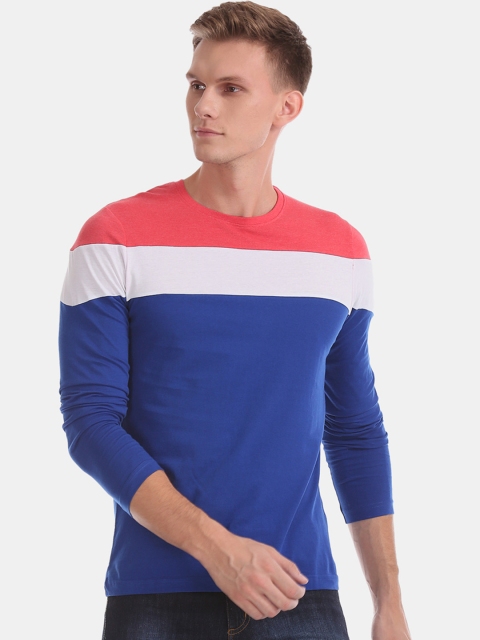 

Ruggers Men Blue Colourblocked Round Neck T-shirt