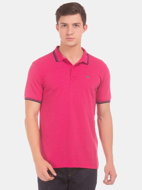 

Ruggers Men Pink Solid Polo Collar T-shirt