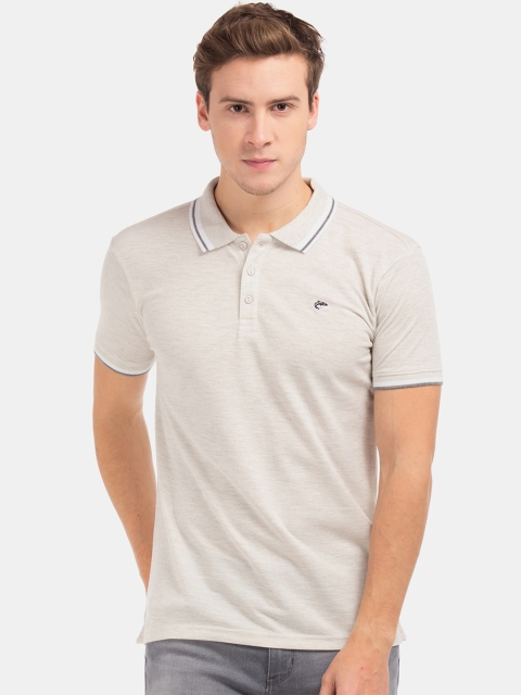 

Ruggers Men Off-White Solid Polo Collar T-shirt