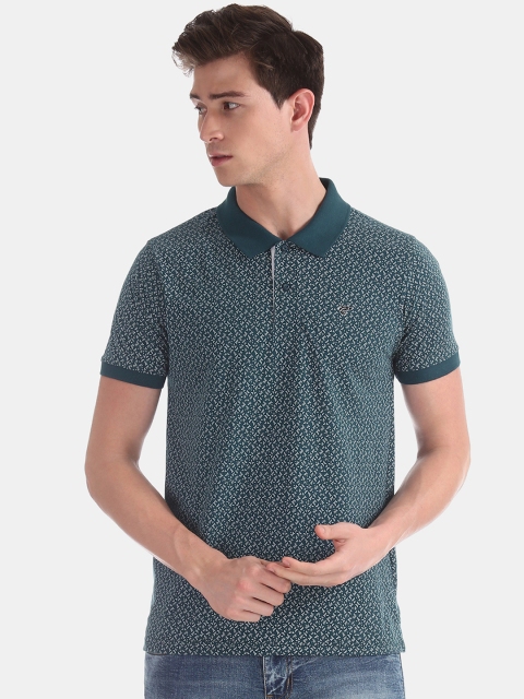 

Ruggers Men Blue Printed Polo Collar T-shirt