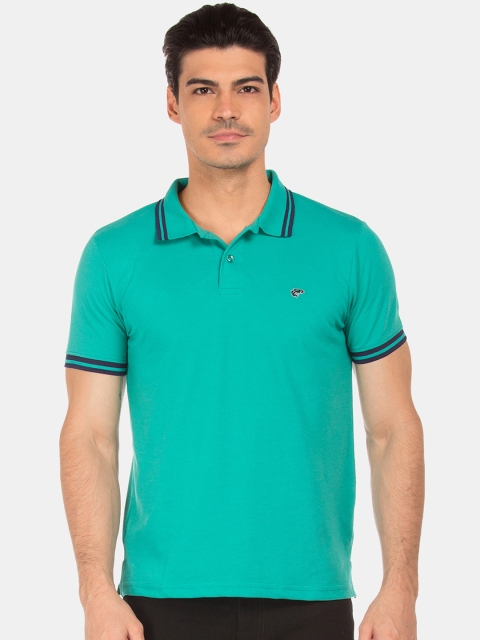

Ruggers Men Green Solid Polo Collar T-shirt