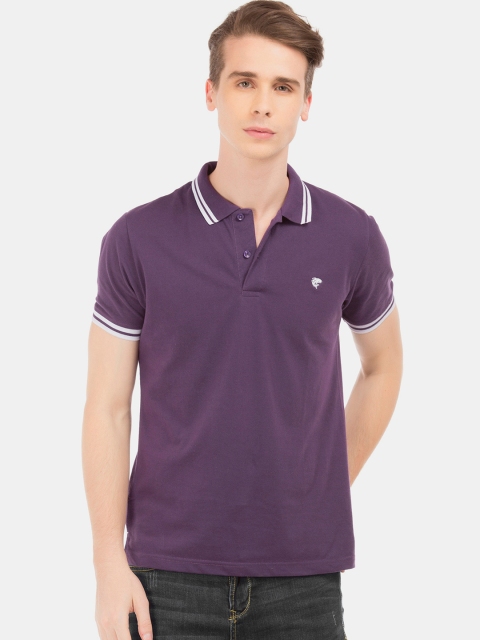 

Ruggers Men Purple Solid Polo Collar T-shirt