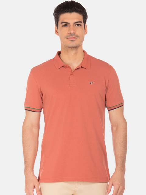 

Ruggers Men Rust Orange Solid Polo Collar T-shirt