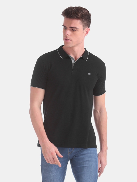 

Ruggers Men Black Solid Polo Collar T-shirt