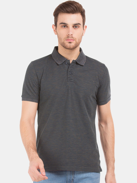 

Ruggers Men Grey Printed Polo Collar T-shirt