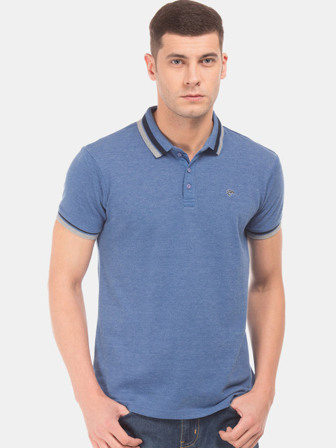 

Ruggers Men Blue Solid Polo Collar T-shirt