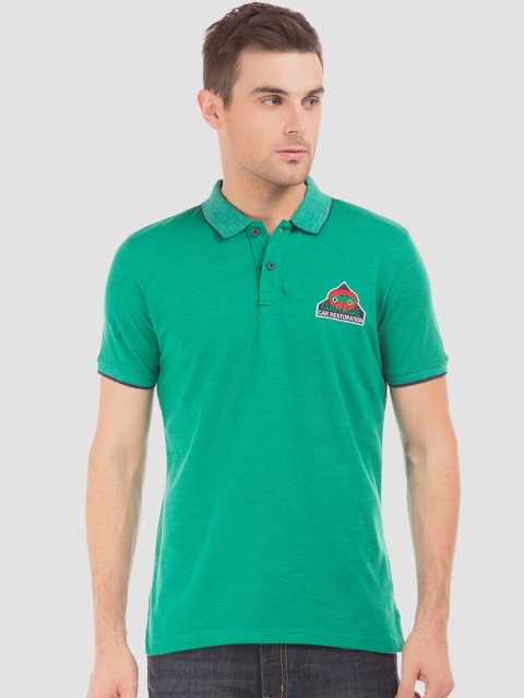 

Ruggers Men Green Solid Polo Collar T-shirt