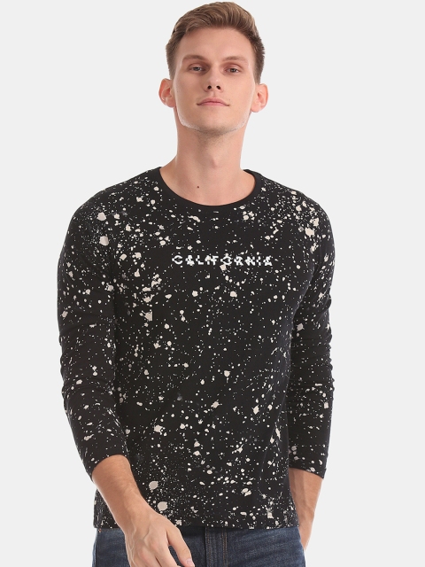 

Ruggers Men Black & White Printed Round Neck T-shirt