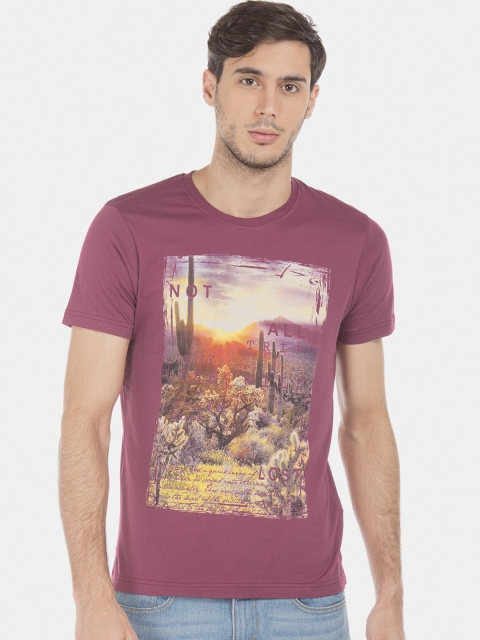 

Ruggers Men Purple Printed Round Neck T-shirt
