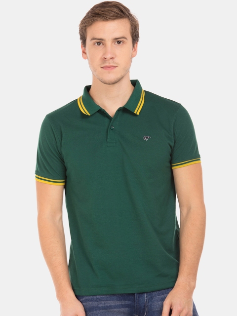 

Ruggers Men Green Solid Polo Collar T-shirt