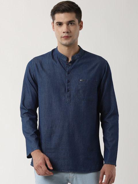 

Peter England Men Navy Blue Solid Straight Kurta