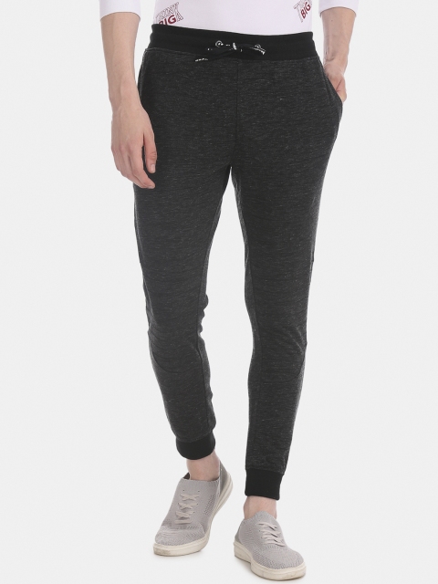 

Flying Machine Men Charcoal Grey Solid Heathered Joggers, Black