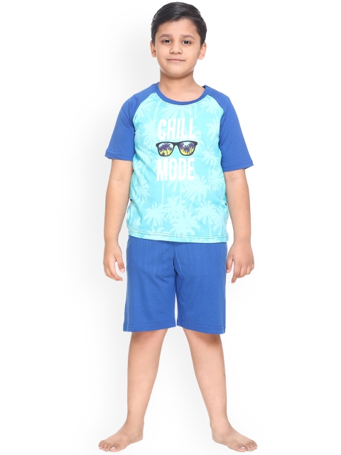 

Kanvin Boys Blue & White Printed Night suit