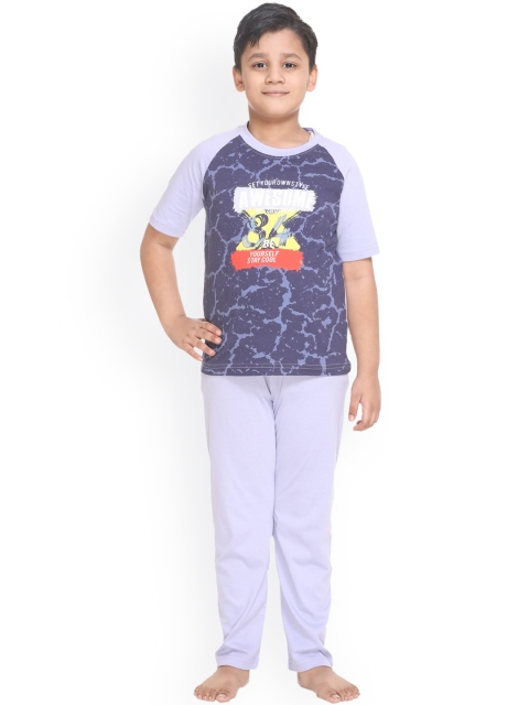 

Kanvin Boys Lavender & Blue Printed Night Suit MJKKSSB20308A