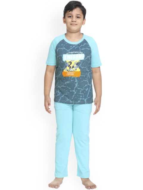 

Kanvin Boys Blue & Yellow Printed Night Suit MJKKSSB20308B