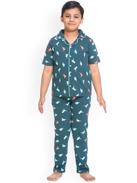 

Kanvin Boys Green & Blue Printed Night suit