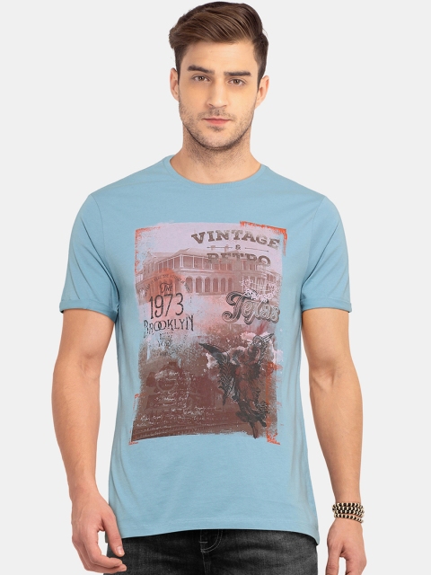 

Cherokee Men Blue Printed Round Neck T-shirt
