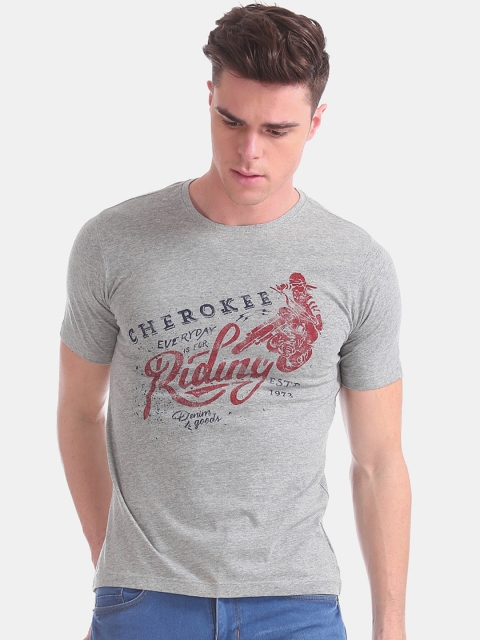 

Cherokee Men Grey Printed Round Neck T-shirt
