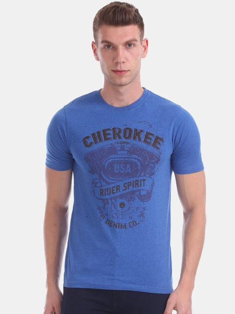 

Cherokee Men Blue Printed Round Neck T-shirt