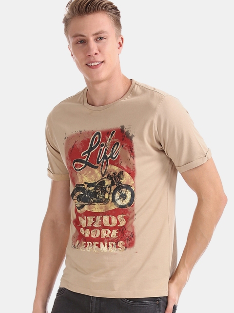 

Cherokee Men Beige Printed Round Neck T-shirt