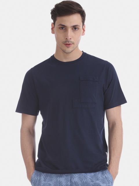 

Cherokee Men Navy Blue Solid Round Neck T-shirt