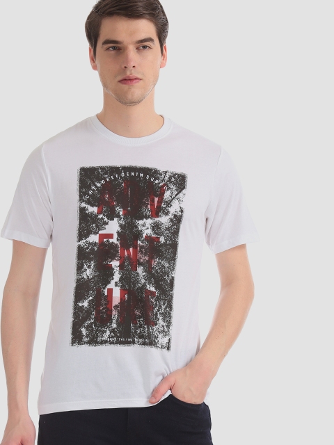 

Cherokee Men White Printed Round Neck T-shirt
