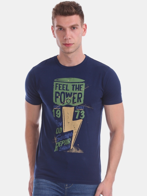 

Cherokee Men Navy Blue Printed Round Neck T-shirt