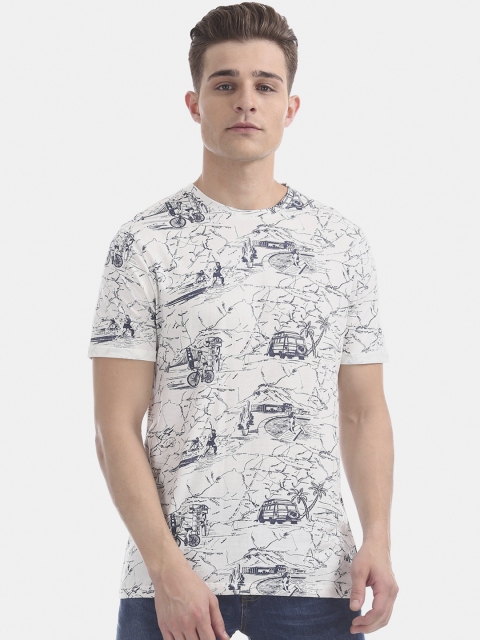 

Cherokee Men White Printed Round Neck T-shirt