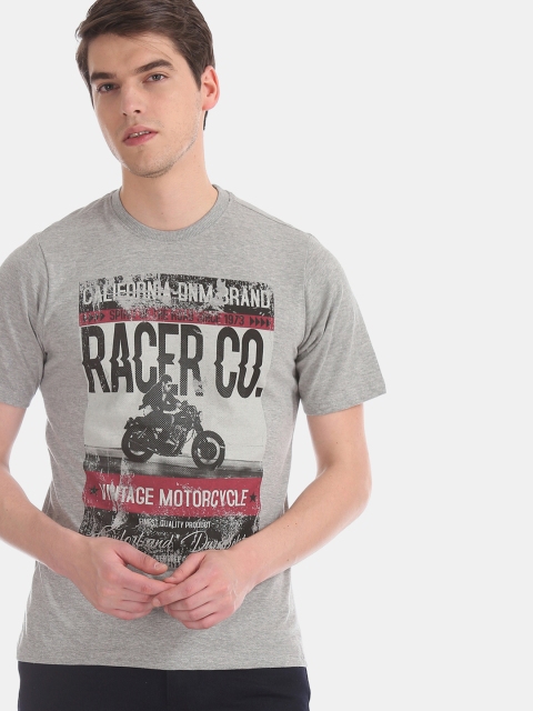 

Cherokee Men Grey Melange Printed Round Neck T-shirt