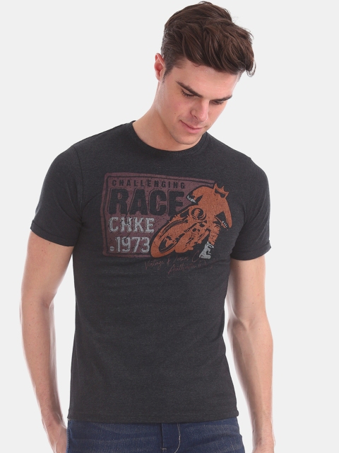 

Cherokee Men Charcoal Grey Printed Round Neck T-shirt