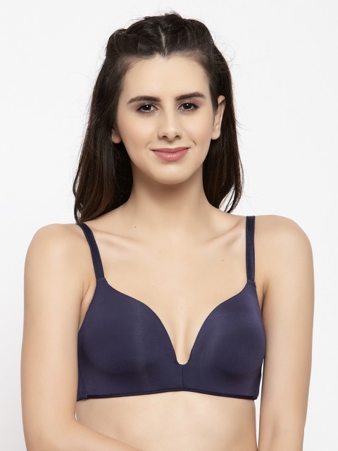 

PrettyCat Navy Blue Solid Non-Wired Lightly Padded T-shirt Bra PC-BR-6009-BLU