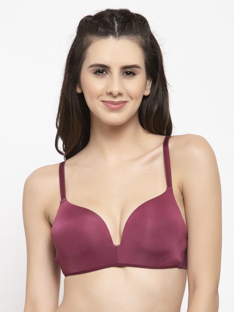 

PrettyCat Maroon Solid Non-Wired Lightly Padded T-shirt Bra PC-BR-6009