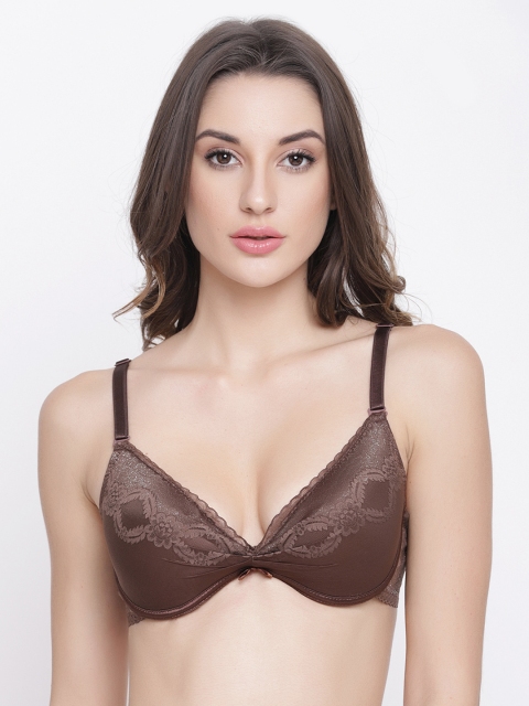 

PrettyCat Brown Lace Underwired Lightly Padded T-shirt Bra PC-BR-6014--BRN-30C