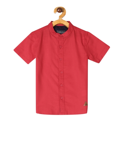 

Cherokee Boys Red Regular Fit Solid Casual Shirt