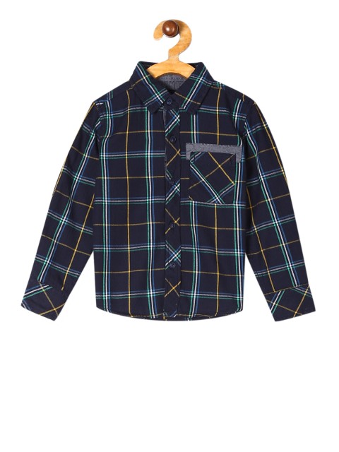 

Cherokee Boys Blue & Yellow Regular Fit Checked Casual Shirt
