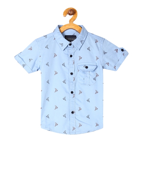 

Cherokee Boys Blue Regular Fit Printed Casual Shirt