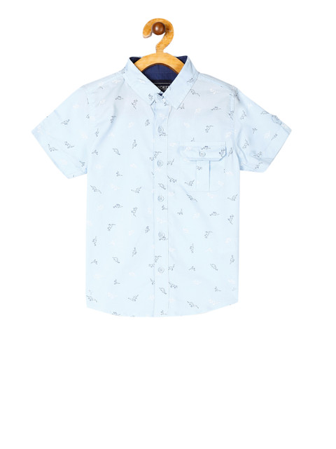 

Cherokee Boys Blue Regular Fit Origami Printed Casual Shirt