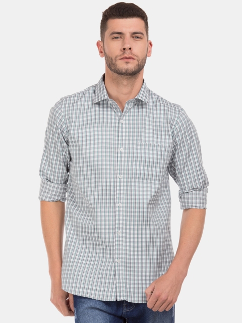 

Excalibur Men Grey & Off-White Slim Fit Checked Casual Shirt