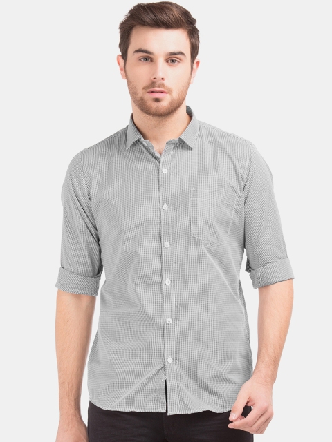 

Excalibur Men Black & White Slim Fit Checked Casual Shirt