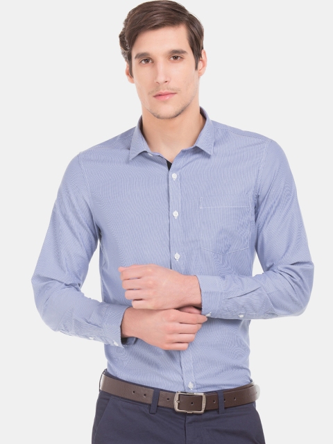 

Excalibur Men Blue Slim Fit Striped Formal Shirt