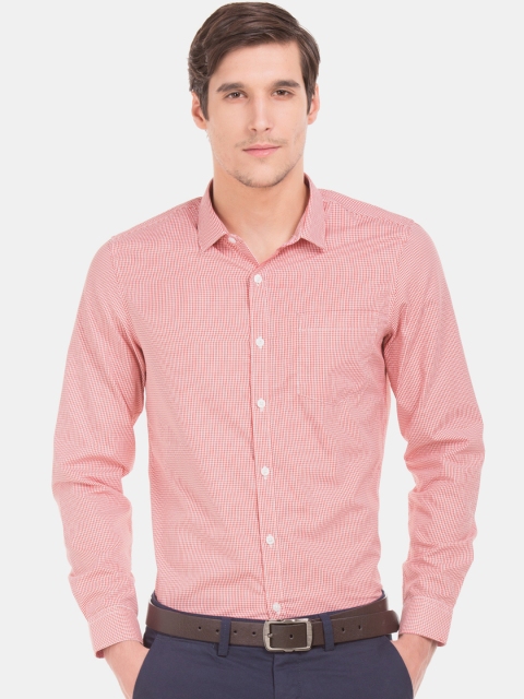 

Excalibur Men Red & White Slim Fit Checked Formal Shirt