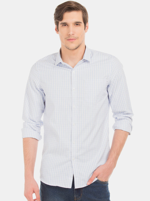 

Excalibur Men White & Blue Slim Fit Checked Casual Shirt