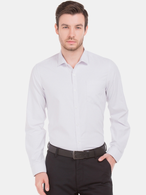 

Excalibur Men White Slim Fit Checked Formal Shirt