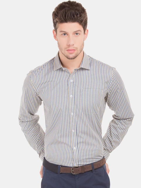 

Excalibur Men Blue & Yellow Regular Fit Checked Formal Shirt