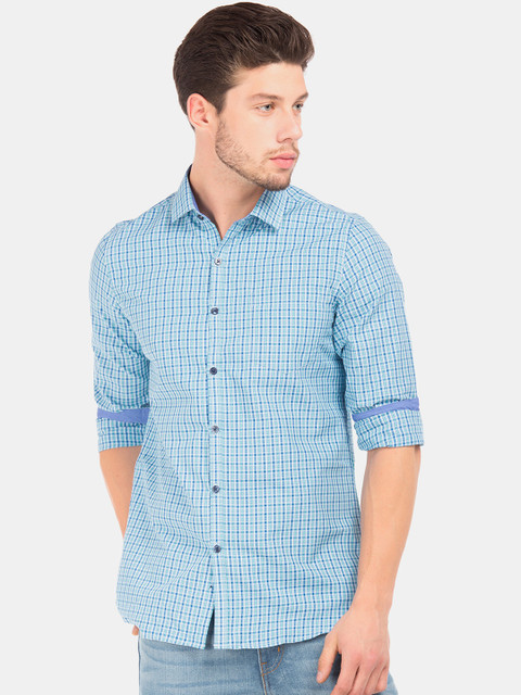 

Excalibur Men Blue Slim Fit Checked Casual Shirt